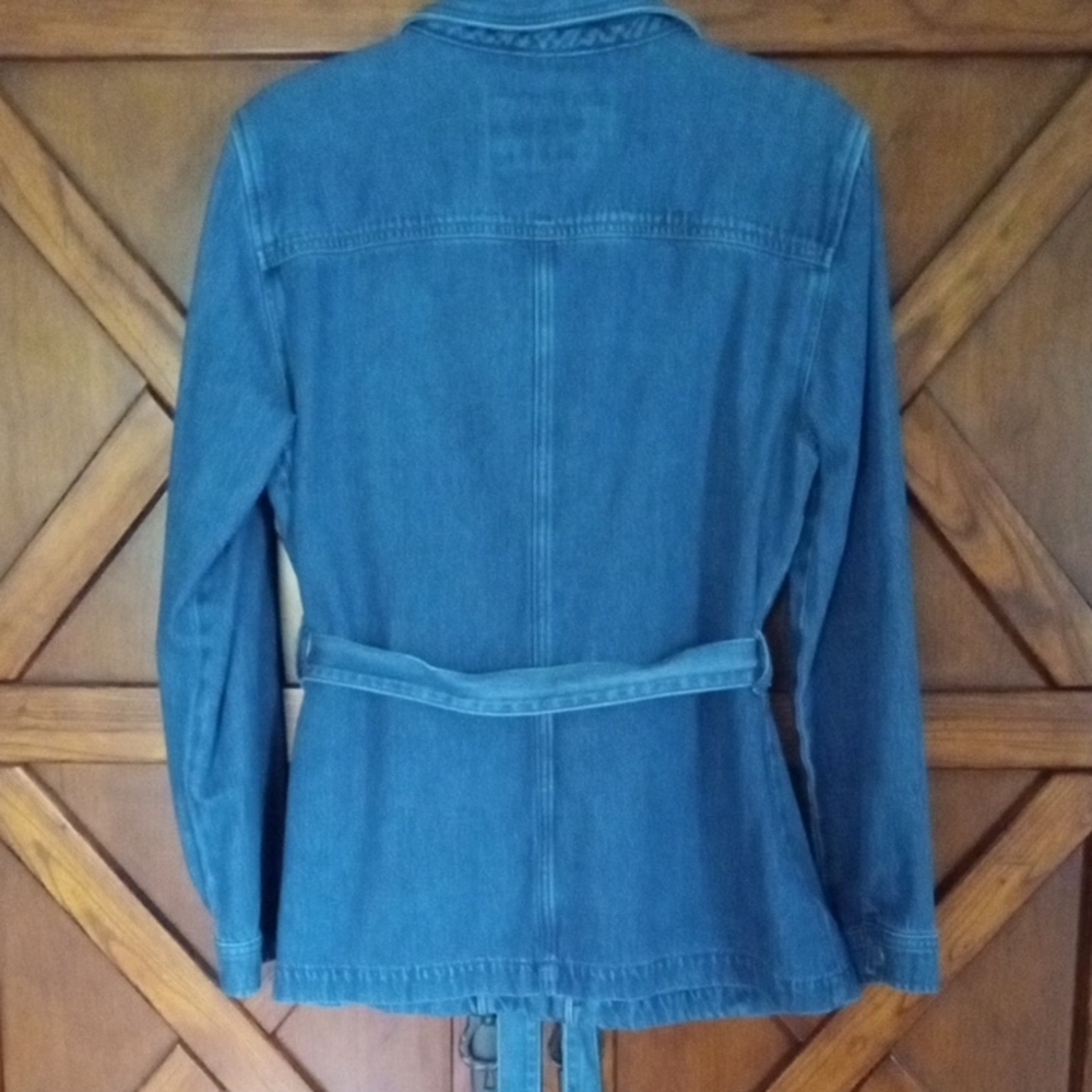 Ann Taylor Weekend Blue Denim Utility Jacket with Belt - Picture 6 of 8